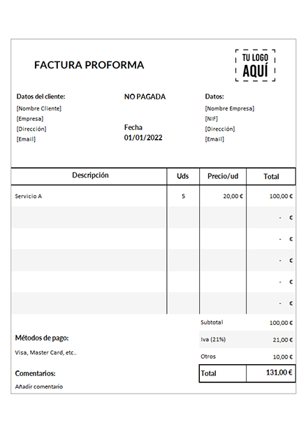 ejemplo factura proforma​